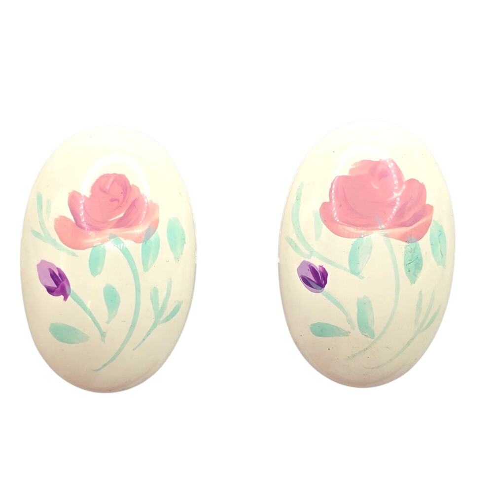 Earrings Vintage Floral Motif Cottagecore Design Acrylic Soft Pastel Colors